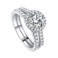 Sun Star Jewelry's Romantic Sterling Silver 925 Zircon Engagement Wedding Rings Rhodium Plated for Women's Party Wear