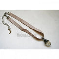 NM43389 Petite Tibetan Quartz Crystal Point Satin Ribbon Choker Necklace Gemstone Crystal Point Layering Statement Necklace