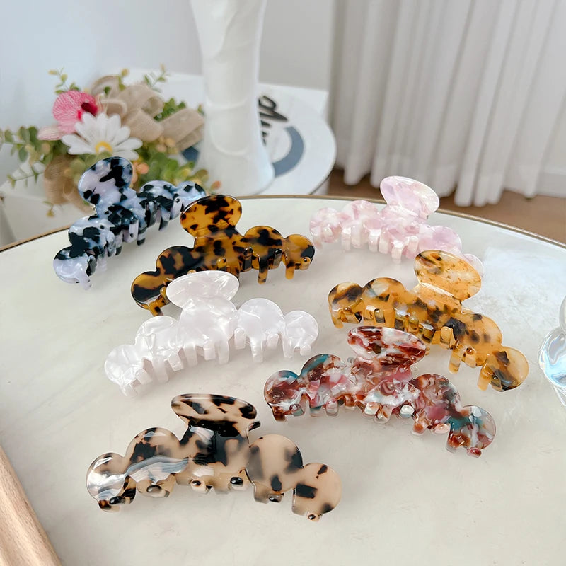 DOWELL Korean Fashion Hair Accessories Stitching Wave Acetate Large Hair Claw Clips