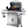 KS14074 4-Burner Gas or Charcoal Barbecue Grill for Home Garden Outdoor Parties Vertical Design for Easy Use