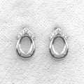Sterling Silver 5*7mm Semi Mount Stud Earrings Empty Support Blank Claws Setting S925 Base Without Center Stone for DIY Inlay