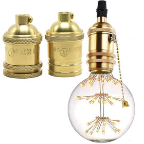 Edison Brass Pull Chain Lamp Socket Threaded Shell 2 3 Way Vintage Industrial Bulb Holder E27 E26 Pendant Lighting Parts