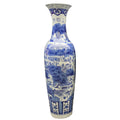 Large Traditional Porcelain Flower Pot Long Neck Blue White Scenery Pattern Floor Vase for Chinese New Year Pottery MegaBDM