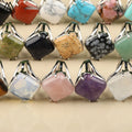 Rhombus Shape Gemstone Cabochon Beads Silver Rings for Mens Jewelry Birthday Gift