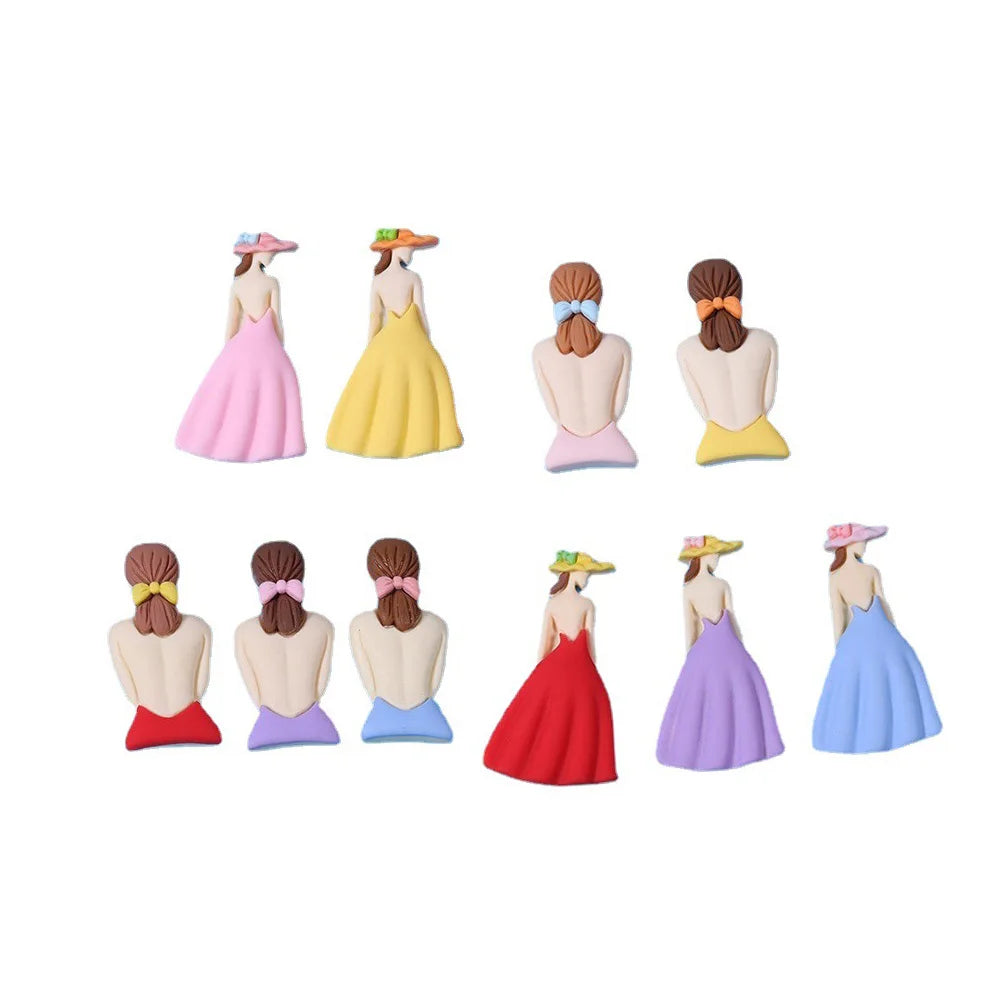 New Style Summer Backless Dress Girl Flatback Resin Cabochons Mobile Phone Cover Part Diy Accessories Decoration