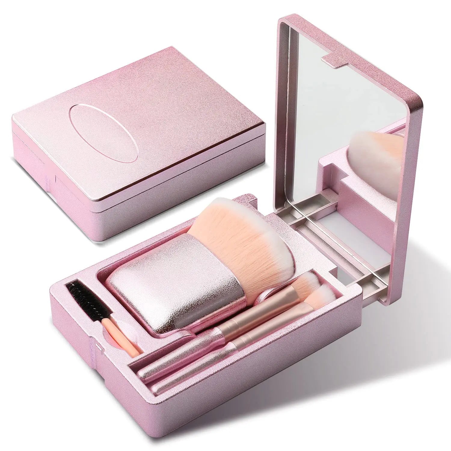 Makeup Brushes With Mirror Set 4 in 1 Mini Cosmetic Brushes Kit Foundation Brush  Makeup Tool