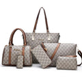 2020 Leather 6 Pcs  Women Handbag Set