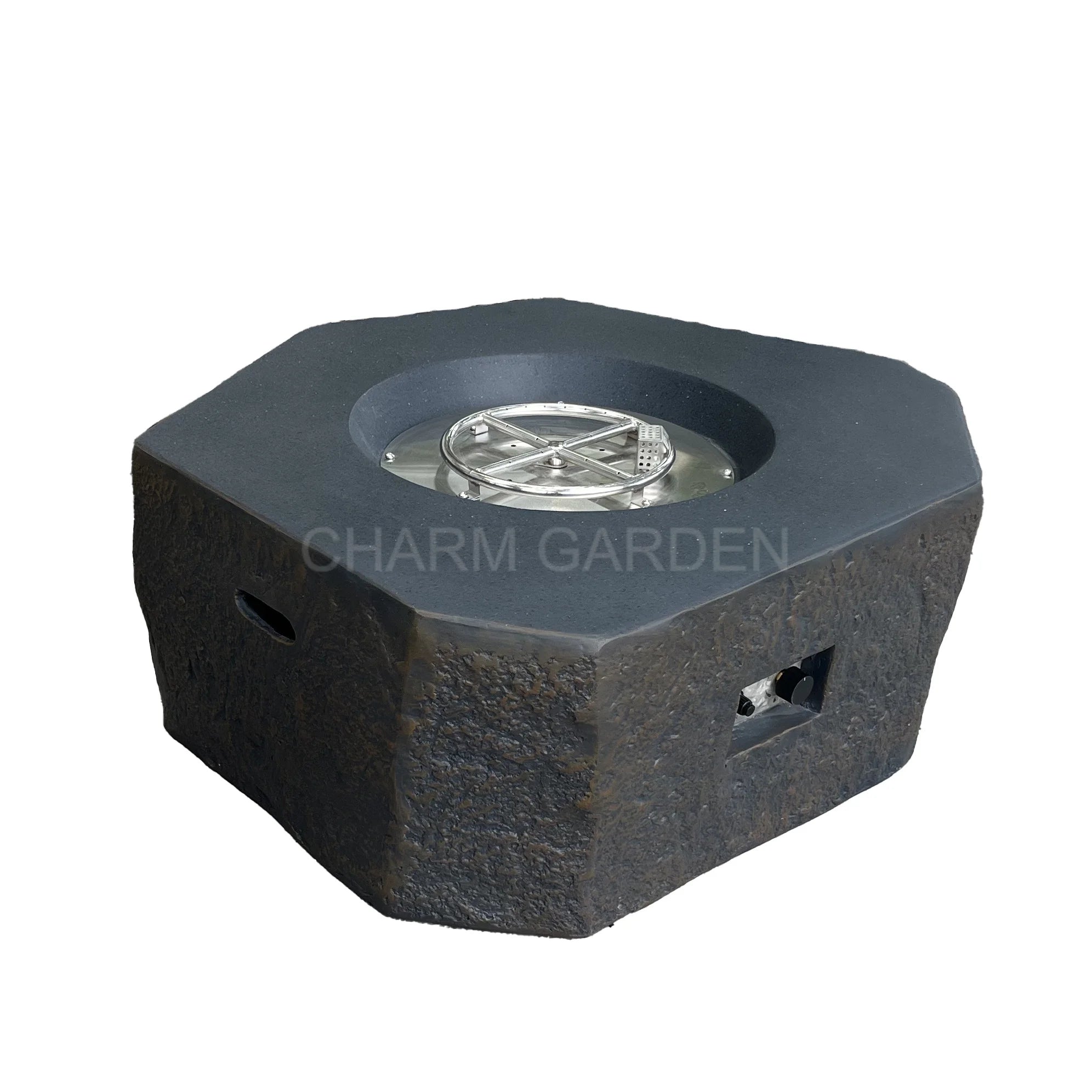 Basalt Style Modern Grey Rectangle Gas Fire Pit Coffee Table Outdoor Garden Decoration CE Certified 140x70xH40Cm