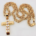 Waterproof 18K Gold Plated Stainless Steel Trendy Women's Pendant Necklace Cross Zircon Link Chain Best Quality