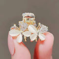 Flower Clip Headdress Female Net Red Head Small Hair Catch Bangs Top Clip Crystal Bling Hairpin Flower Shark Clip