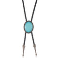 Vintage Style Red and Blue Stone West Cowboy Necklace Bolo Tie Leather Necklace for Men Women