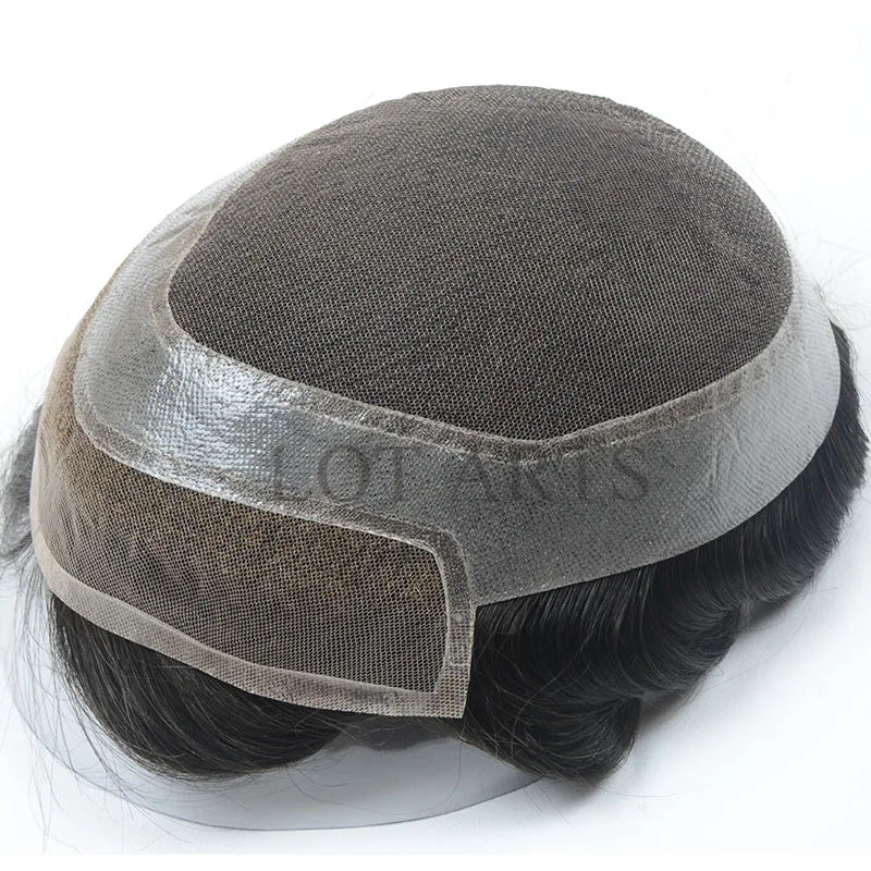 HD for Lace Front Toupee for Men with Indian Remy Hair High Density Natural Hairline Straight Wig