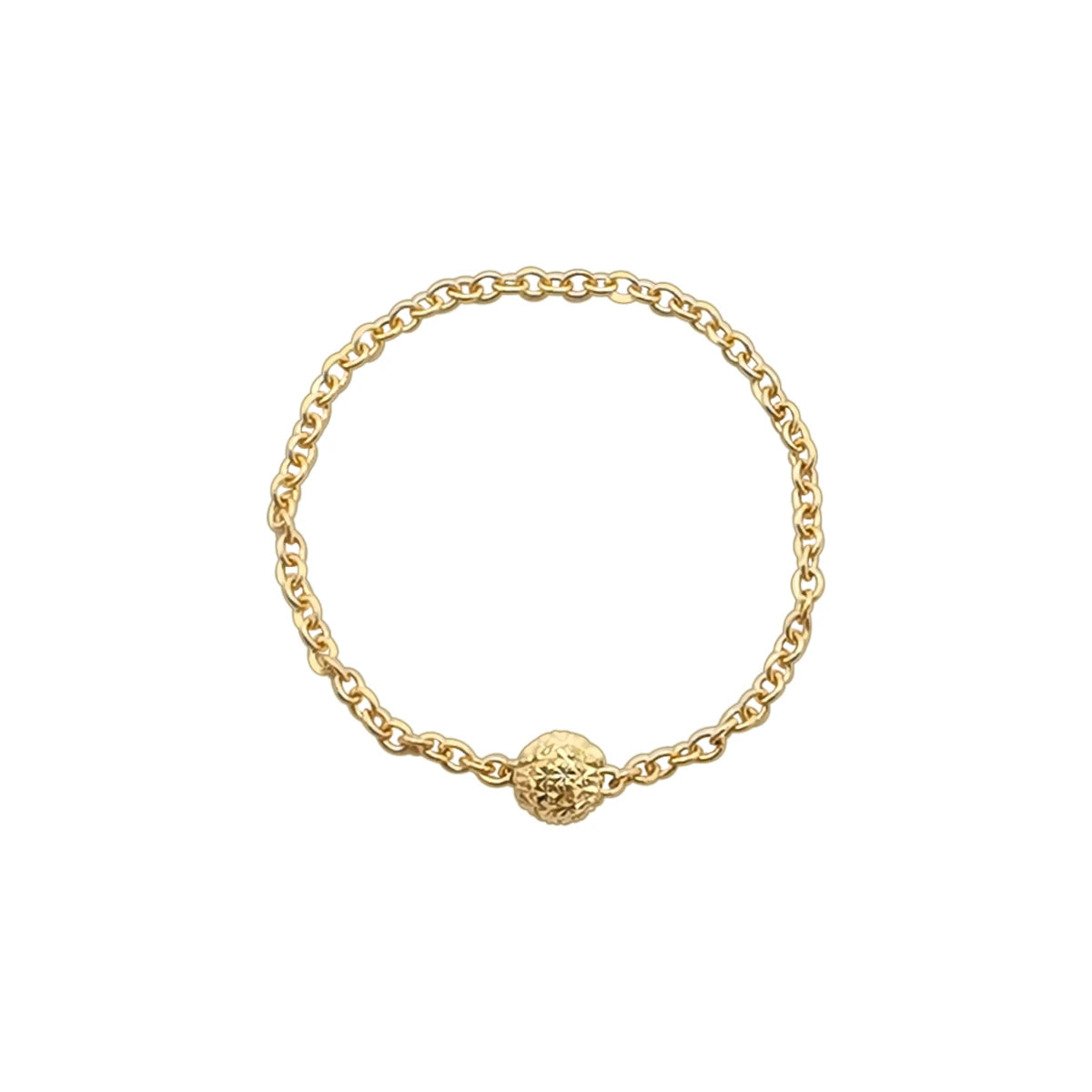 Trendy Shinny 18K Gold Chain Ring Custom Logo 1 Piece Yellow 18K Genuine Gold Ball Tiny Finger Jewelry for Wedding Party Drop