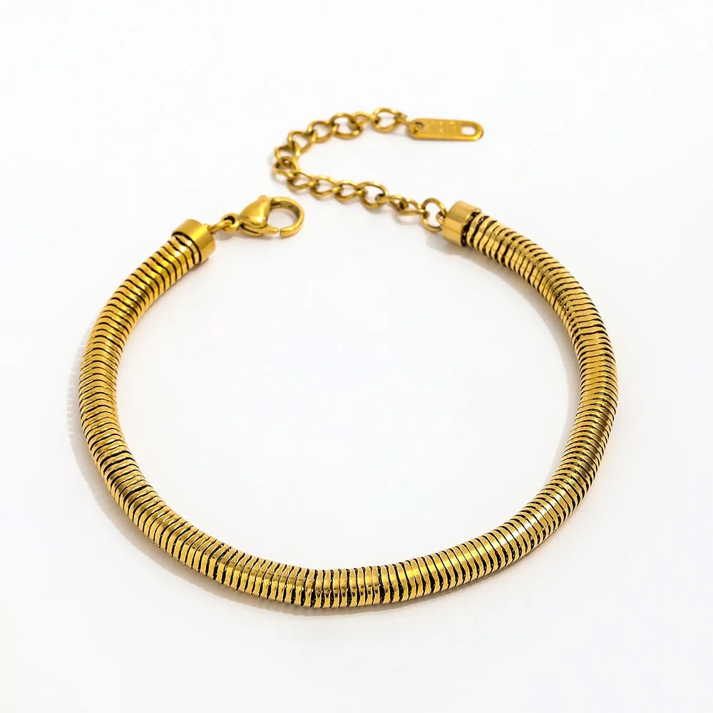 Dainty 18k PVD Gold Plated Tarnish-Free Waterproof Anklet Chunky Snake Chain Trendy Stainless Steel Party Jewelry 5mm