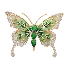 Vintage Stylish Retro Feminine Emerald Jewelry butterfly Glass Brooch Gift