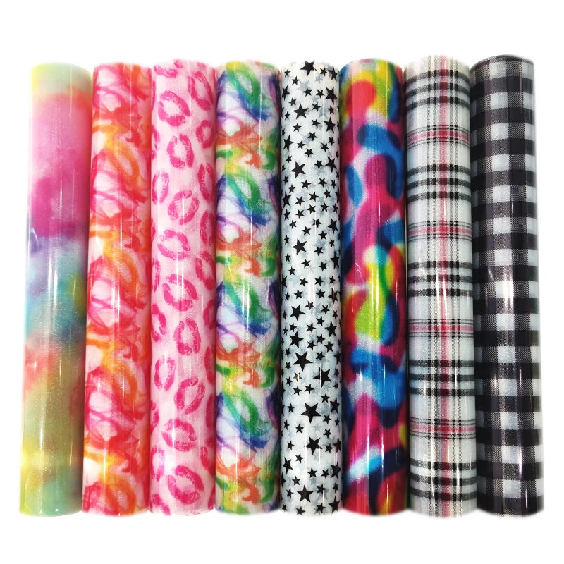0.5mm Colorful Star Plaid Pattern Printed PVC Vinyl Fabric New Design Jelly Fabric for Bags Craft Sewing Patchwork DIY