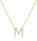 Wholesale Custom Fine Jewelry 18k Gold Plated Choker Crystal White Cubic Zircon Initial Letter Name Necklace Pendent for Women