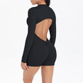 M346 Women Summer Knitted Yoga Breathable High Waist Long Sleeved Quick Dry Tummy Control Zipper Sports Bodysuit Jumpsuit