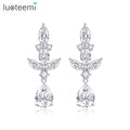 LUOTEEMI Fashion Jewelry Woman Statement Earing Cz Long 5A Luxury Zirconia Dangle Bridal Earrings Wedding