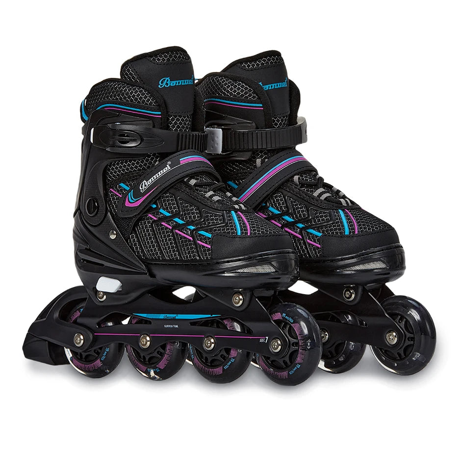 EACH Wholesale Inline Roller Skates with Four Full Flashing Wheels Children's Skates Boys and Girls Adjustable Size