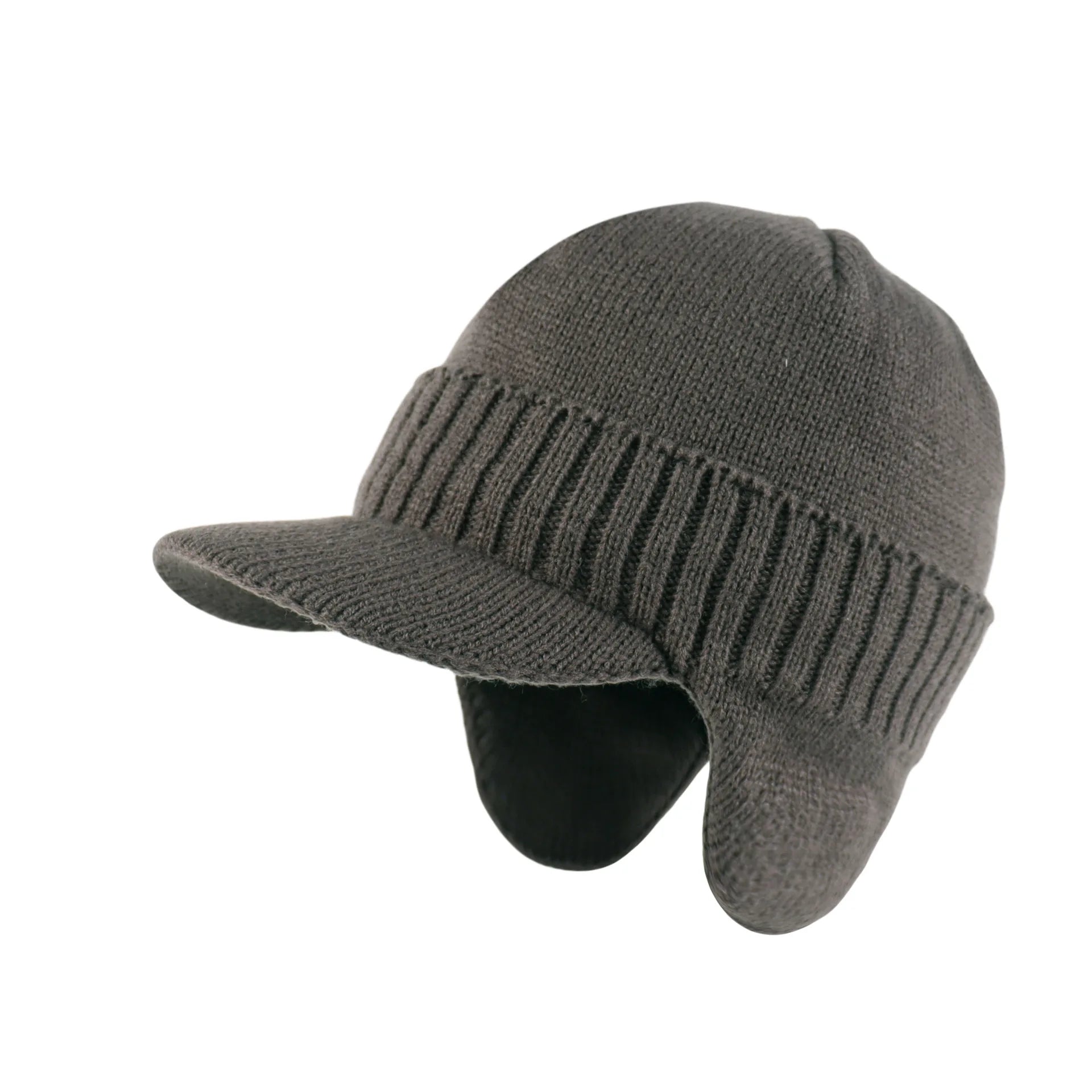 Custom logo Winter Hat Warm Fleece Lined Outdoor Ski Hat Brim Visor Earflaps Beanie Hat for Women Men