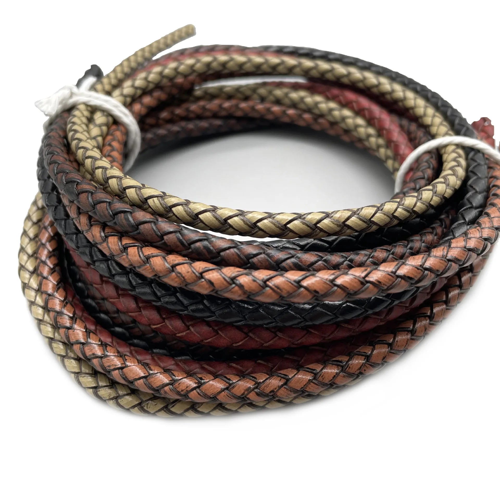 Vintage Distressed 3mm 4mm 5mm 6mm 8mm Round Genuine Braided Leather Cord for Jewelry Making