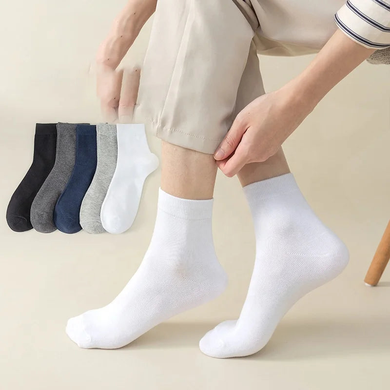 Wholesale Plain White Black Basic Socks 100% Organic Cotton Formal Dress Socks for Men