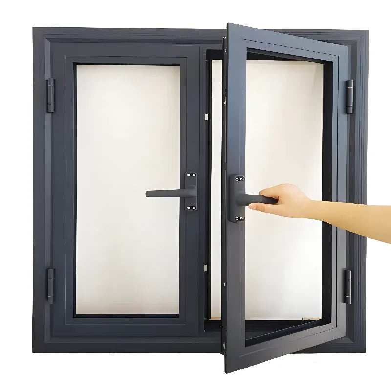 Customized SoundProof Aluminum Alloy Casement Windows Double Glazing Aluminum French Patio Window for House Villa