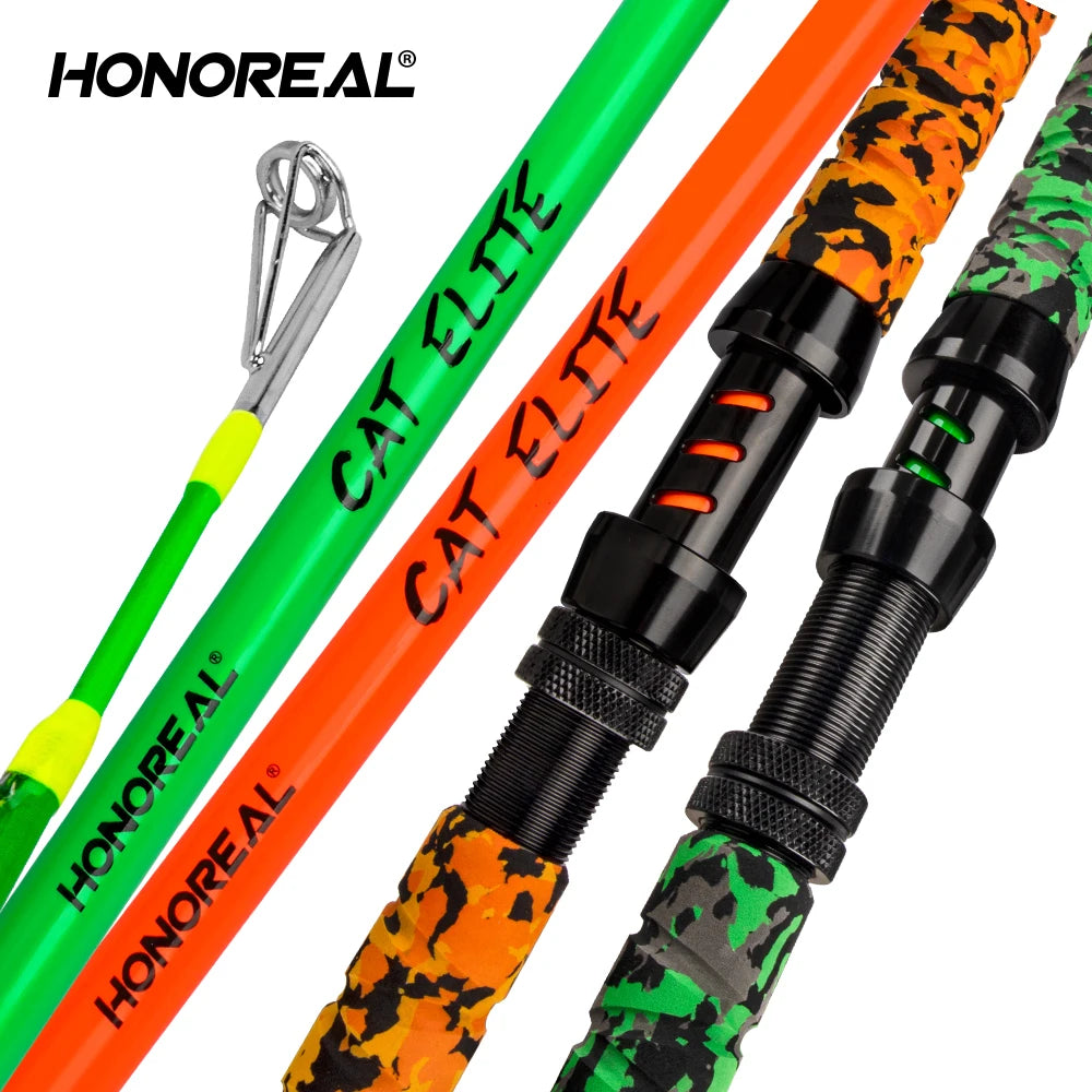 Customizable Catfish Surf Casting Rods Fast Action for River Fishing Cork EVA Handle Fluorescent Tips Easy Travel Glass Material
