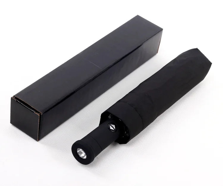 Lightening Logotipo Umbrella with Box Gift Led Umbrella with logo Printing Black Three Fold LED Umbrella