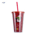 Christmas Drink Cup Plastic Tumbler with Straw and Lid Reusable Cup for Kids Adults Women