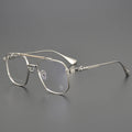 2025 Unisex Customized Titanium Stainless Steel Glasses Ultra Light Double Beam Rectangular Square Exquisite Carving Wholesale