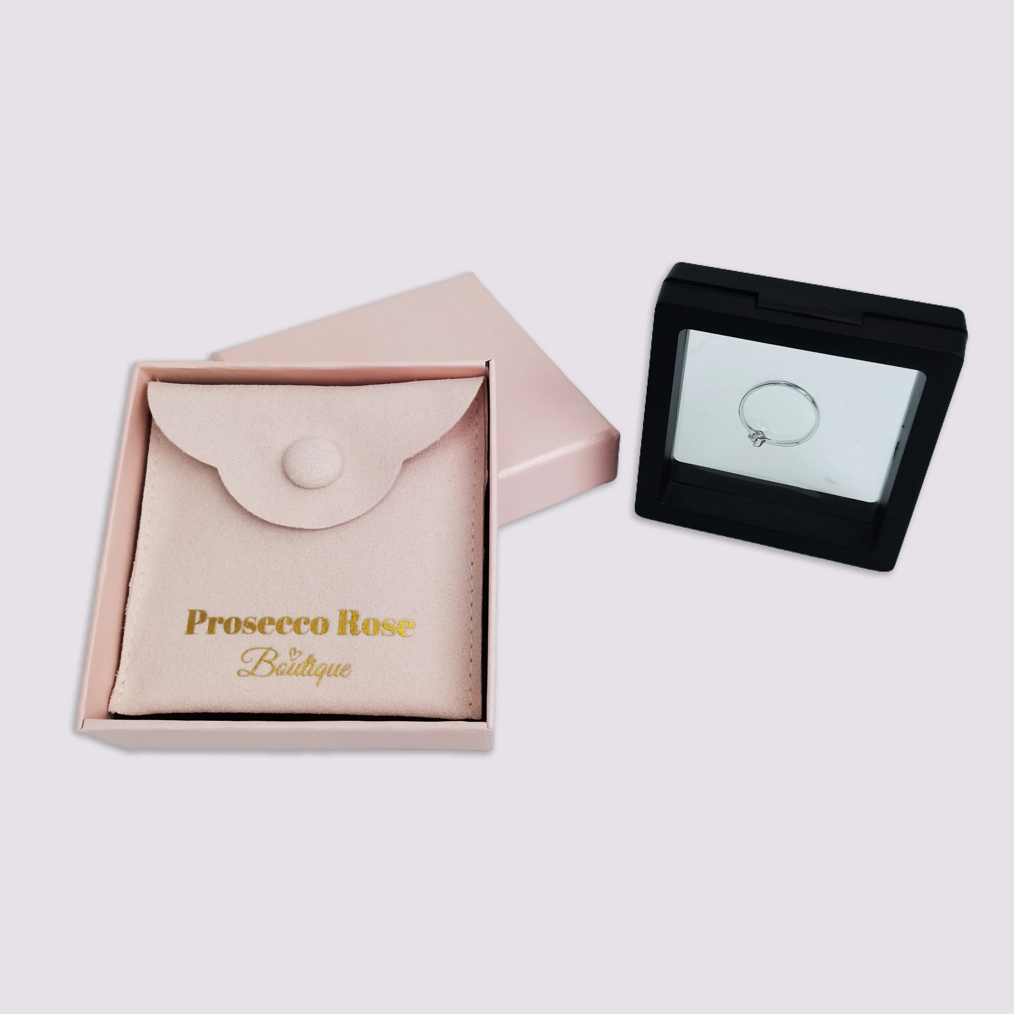Pnik Custom Microfiber Jewelry Pouches Mini Flap Button Earring Leather Suede Small Jewelry Container with Envelope Insert