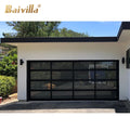 Automatic Roll Flap Garage Screen Doors Tempered Frosted Clear Glass Full View Sliding Rolling Door for Outdoor Exterior Use
