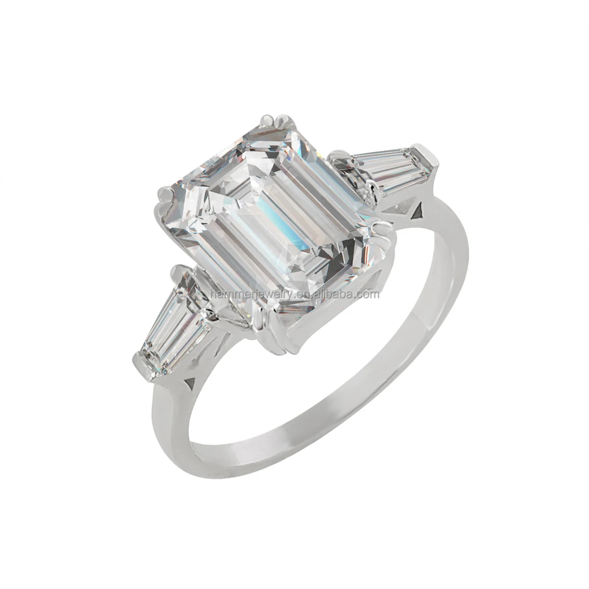 Customized 10K 14k Soild Gold Ring 3.5ct Emerald Cut Moissanite Diamonds Ring Wedding Ring for Women