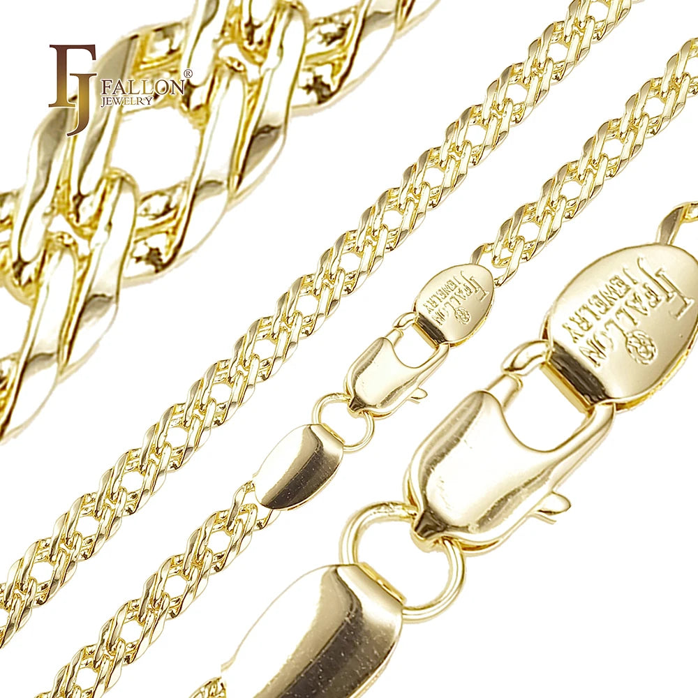 5.2mm FJ Fallon Fashion Jewelry Rombo Link Chain Plated in 14K Gold Brass Based