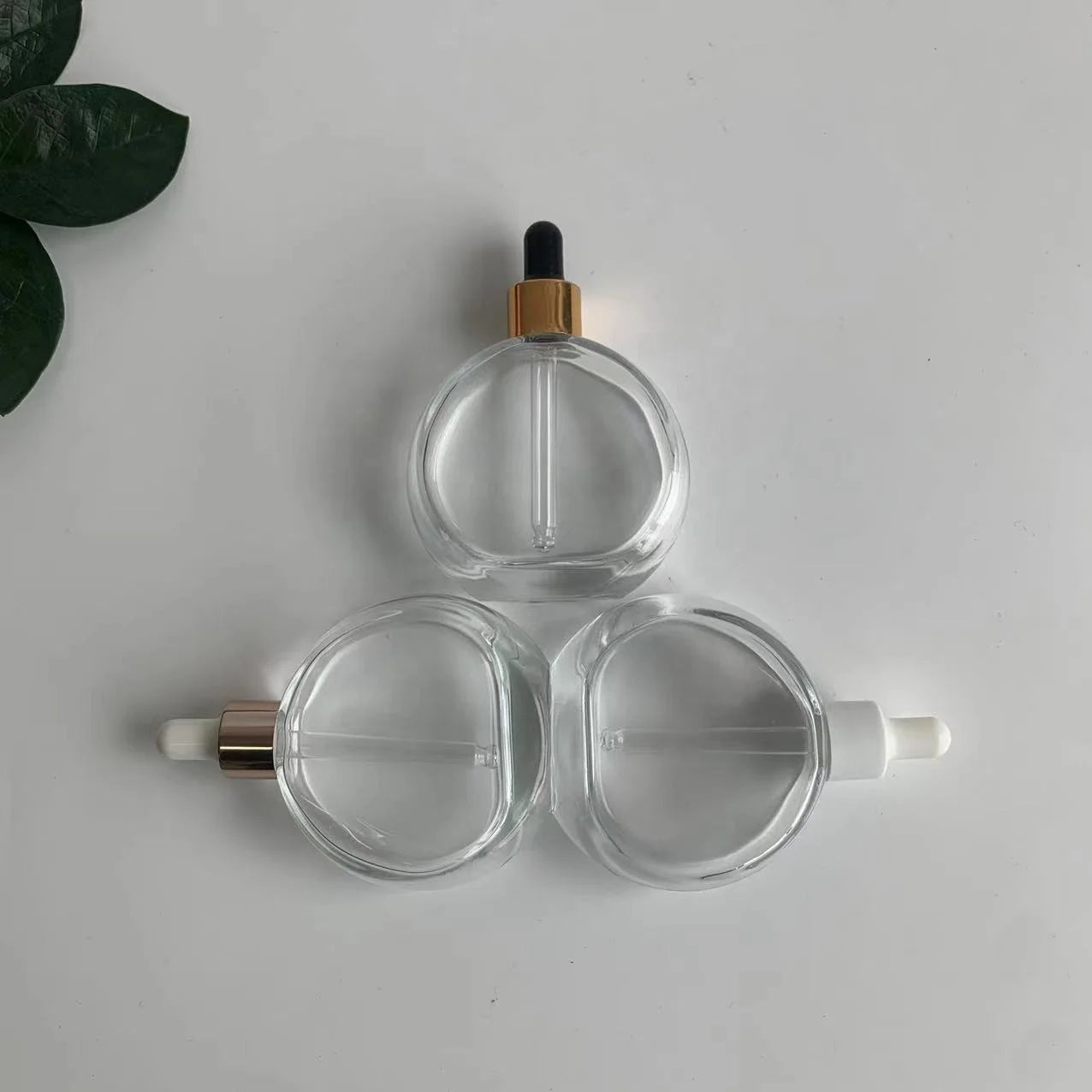 Cosmetic Serum Packaging  Luxury Frosted Dropper Bottle 50ml 60ml Round Transparent Glass Essential Oil Dropper Bottle