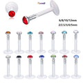 POENNIS Hypoallergenic Acrylic Push in Lip Rings with Crystal Zircon for Wedding Engagement Gift