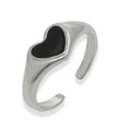 Hot Selling High Quality Jewelry Material Stainless Steel Ring Women Christmas Gift Black Enamel Heart Shaped Opening Ring