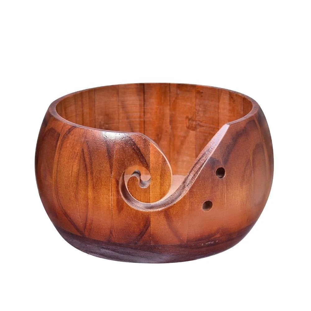 2026 Yarns Bowl Wood Flower Round Shape Knitting Crocheting Accessories DIY Tools Convenient Durable Yarn Storage Holder