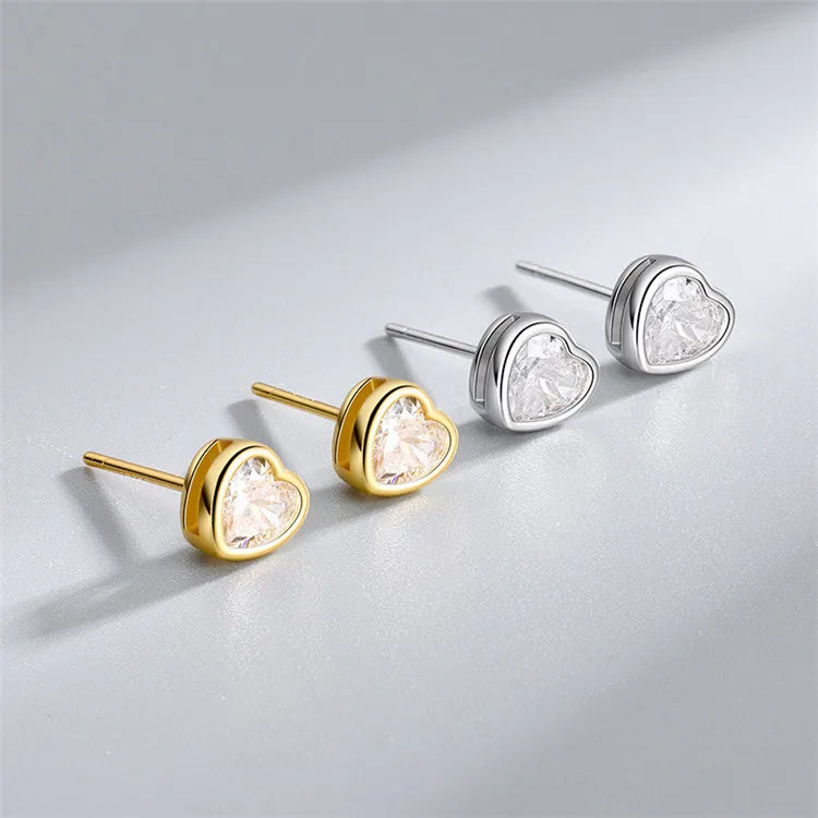 SP Luxury 925 Silver Jewelry Non Tarnish Silver Zircon Heart Shaped 925 Sterling Silver Unique Earrings for Women