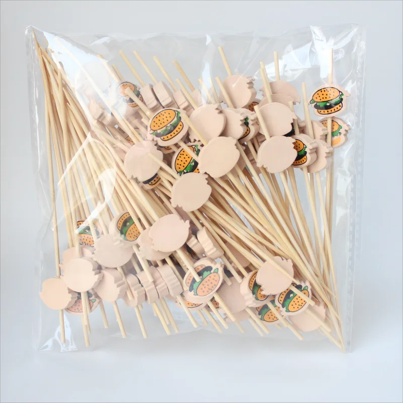 J&M 100pc Count 4.7 Inch Hamburger-Shaped Cocktail Picks Food Safety Bar Tools for Parties Drinks Fancy Decorative Picks Bars