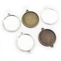 25mm Inner Size Antique Silver Plated Bronze Double Side Classic Style Cabochon Base Setting Pendant Blank Trays MegaBDM