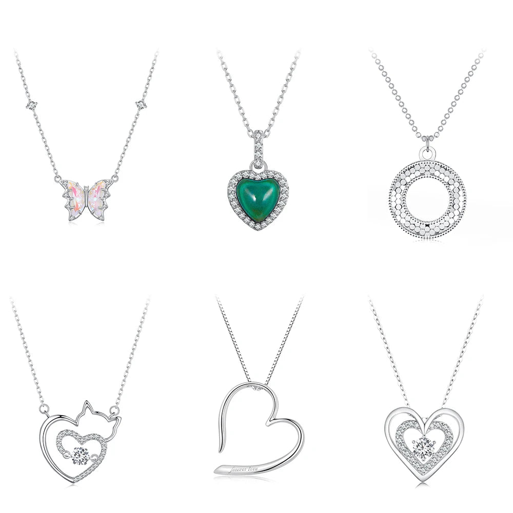 925 Sterling Silver Magic Heart Pendant Necklace Simple Forever Love Neck Chain for Women Valentine's Day Gift