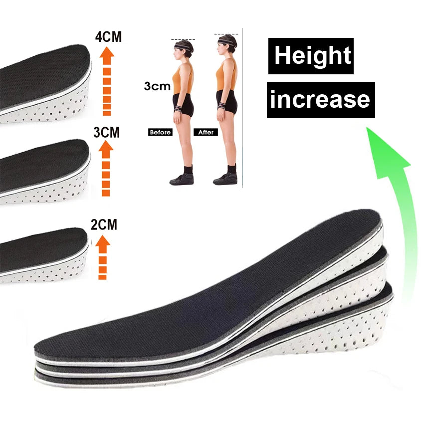 Premium Height Increase Insoles 2cm to 4cm Heel Lifts for Shoes With Breathable Memory Foam Shoe Lifts for Men Woman HA00630 MegaBDM