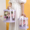 Medium Korean Style Transparent Plastic Preserved Bouquet Packaging Round Gift Clear PVC Cylindrical Flower Box for Wedding
