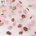 Nanyee Textile Red Green Strawberry Sequin Net Fabric for Kids' Clothing