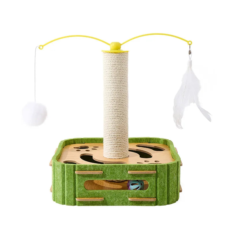 Luxury Large Cat Tree Tower Modern Maze Ball Bed made of Sustainable Wood and Plush for Cats