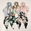 New Fashion Trendy Summer Satin Silk Bow Hair Bands Mix Colors Soft Scarf Flower Hair Ribbon Scrunchies for Women