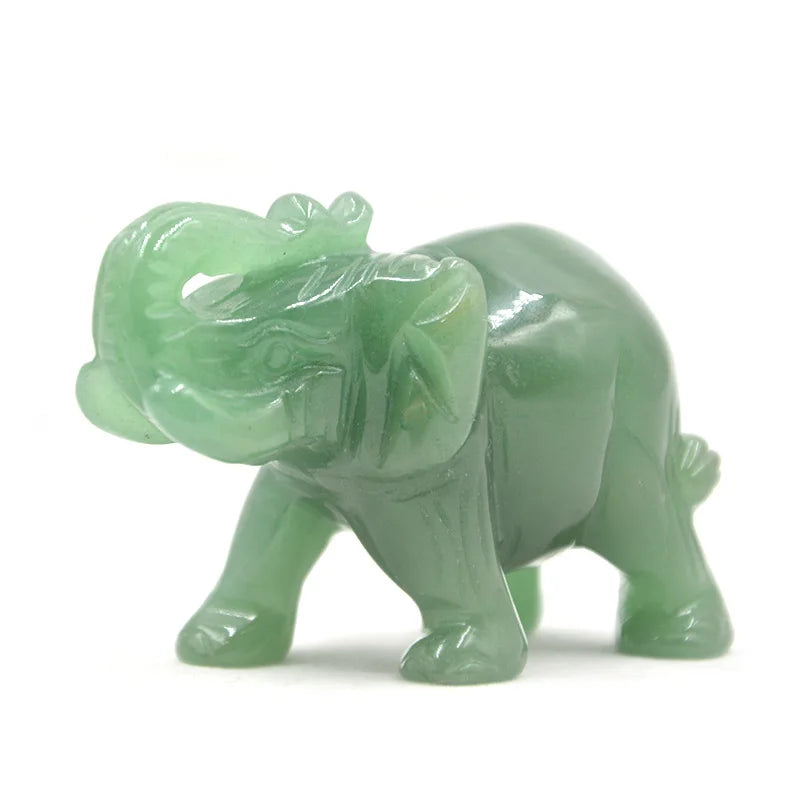 Huiying Natural green aventurine Crystal Figurines Gemstone 3 inch elephant Carving for Decoration Crafts